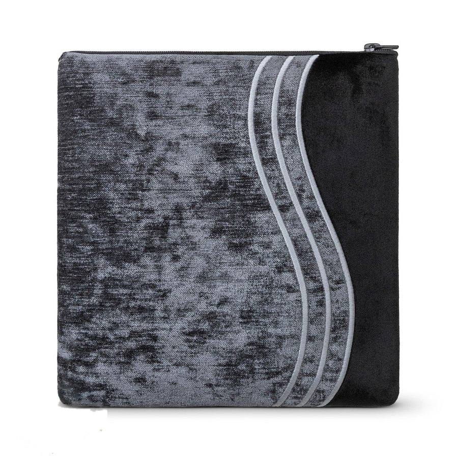 Tallit bag in grey crushed velvet with silver embroidery, design MC 880