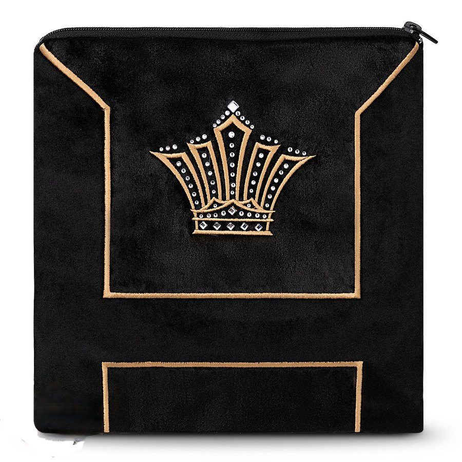 Tallit bag in black velvet with gold embroidery, design MC 920