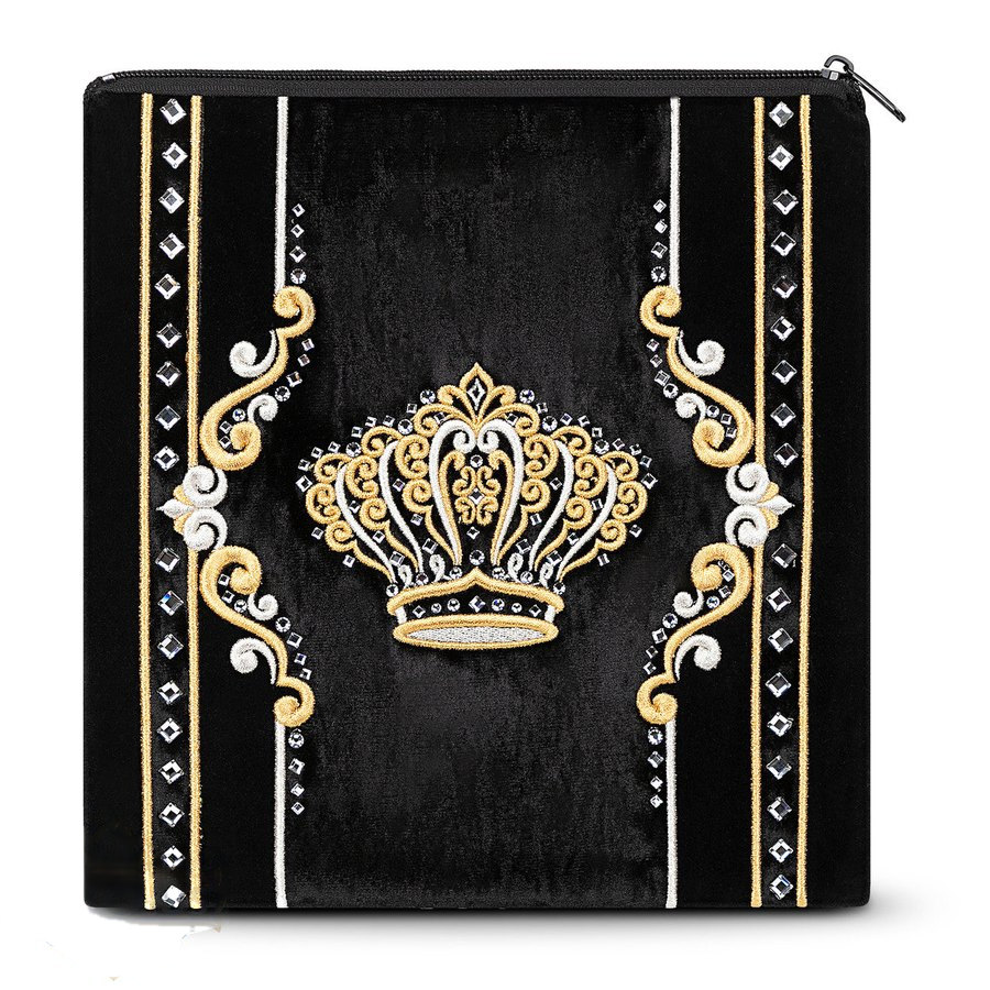 Tallit bag in black velvet with gold and silver embroidery, design MC 950