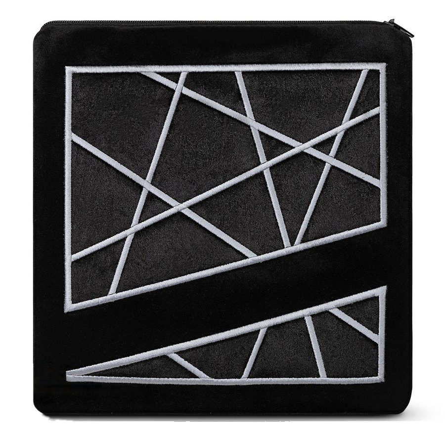 Tallit bag in black velvet with grey embroidery, design MC 974