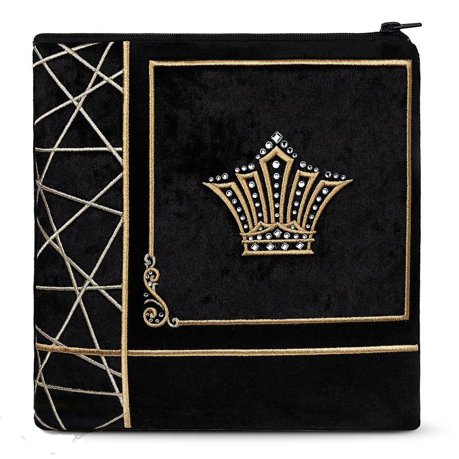 Tallit bag in black velvet with gold embroidery, design MC 980