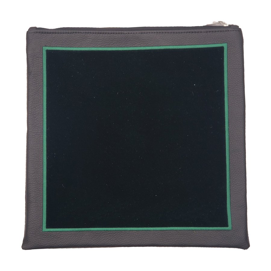 Tallis Bag Design MC 1013 - Grey Leather and Dark Velvet with Green Trim