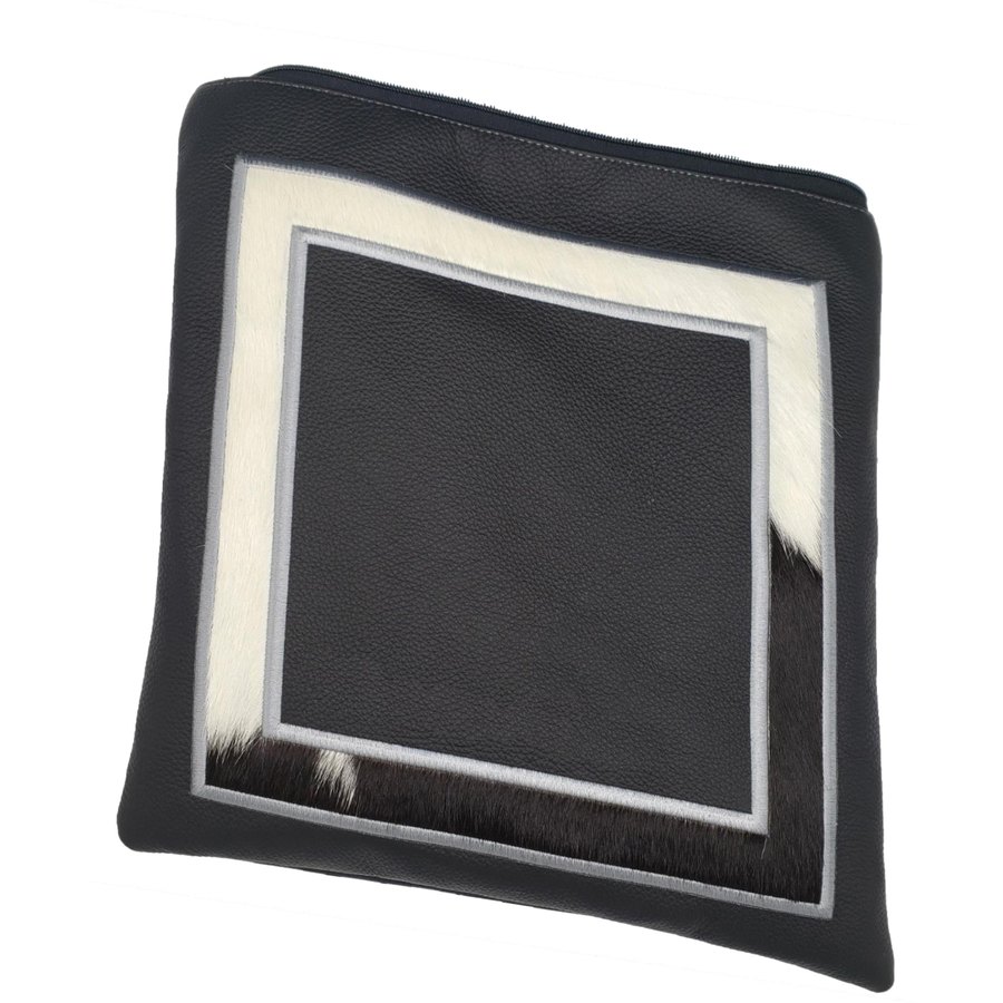 Tallis Bag Design MC 1014 - Black Leather and White Fur with Grey Lines