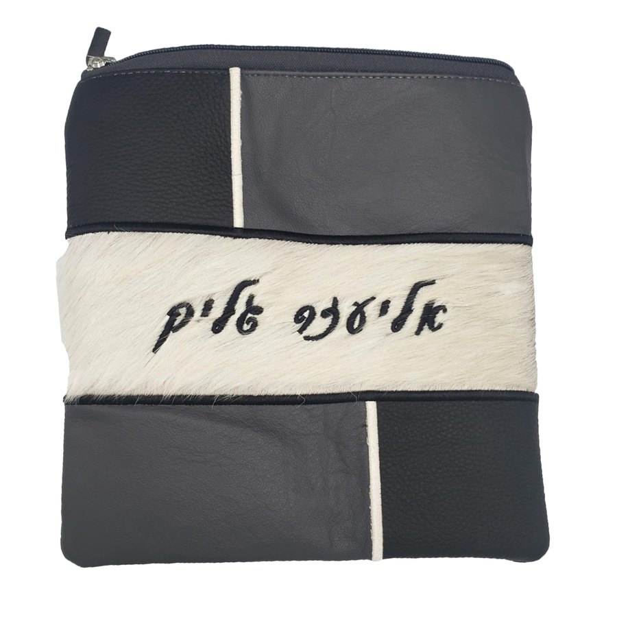 Tallit bag in black and white fur, design MC 1028