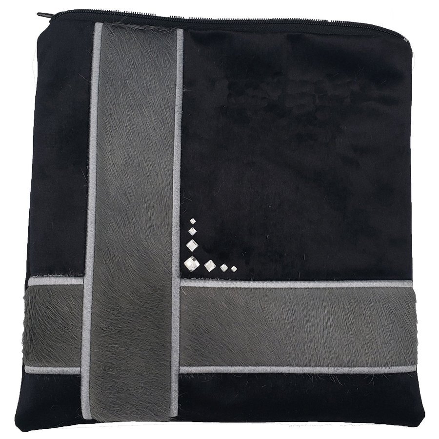 Tallis Bag Design MC 1038 - Black Velvet and Grey Fur