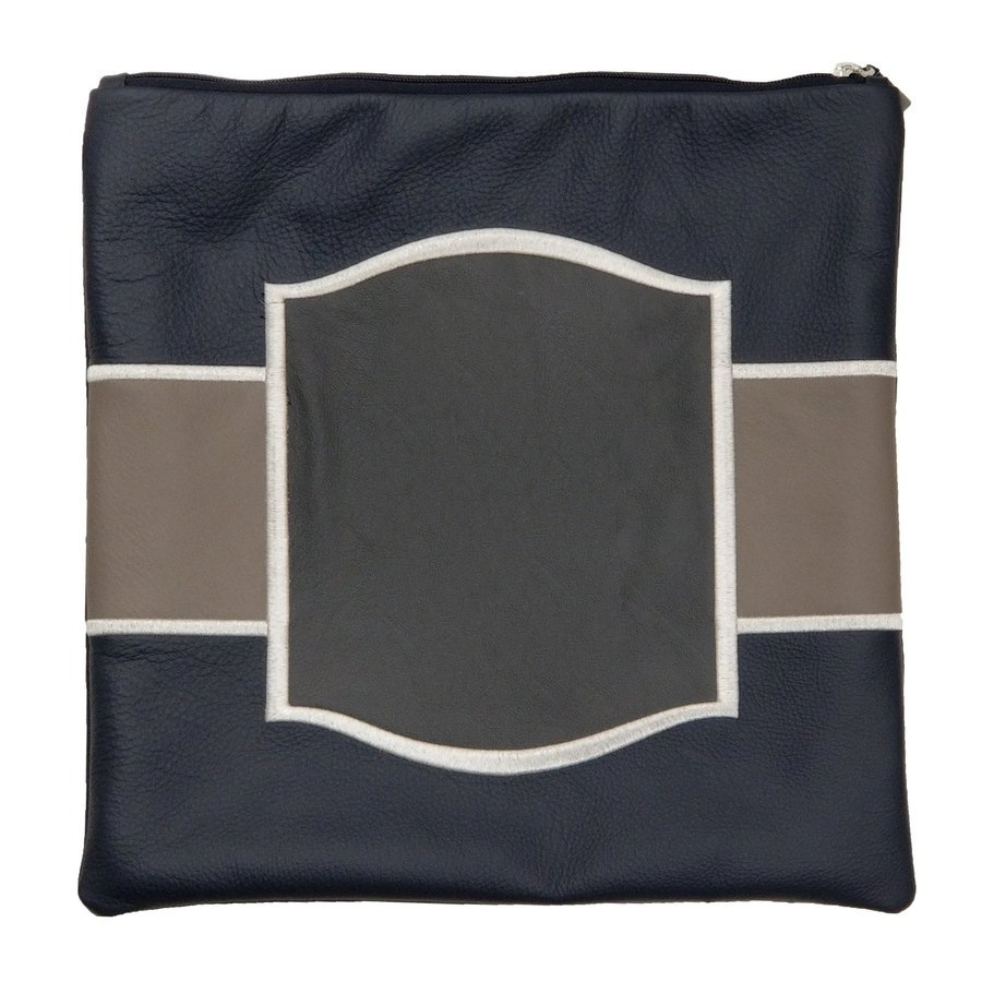 Tallit bag in black and grey leather, design MC 1057
