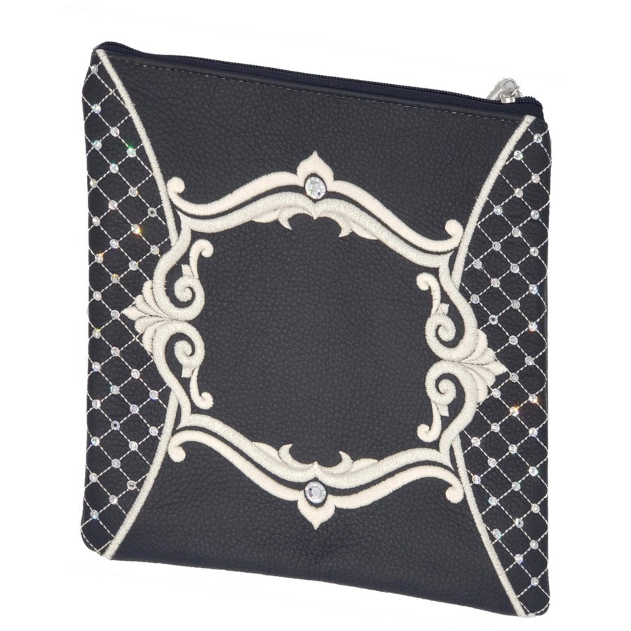 Tallit bag in black leather, design MC 2027