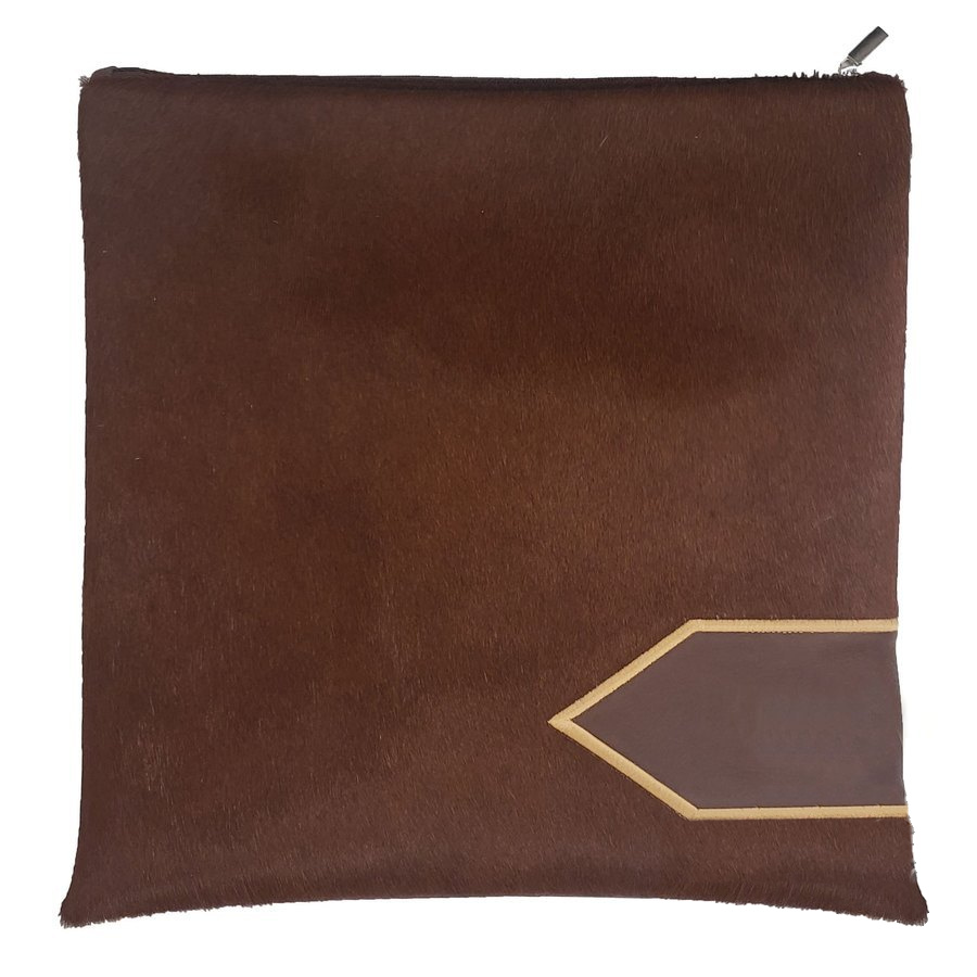 Tallit bag in brown fur and brown leather, design MC 1062
