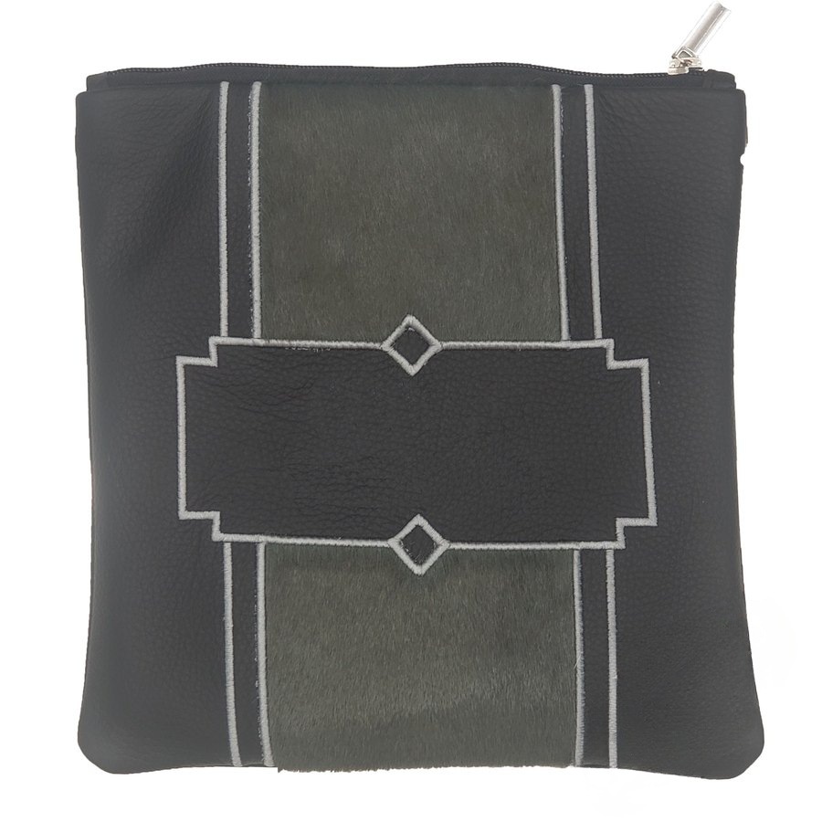 Tallis Bag Design MC 1230 - Black Leather and Grey Fur