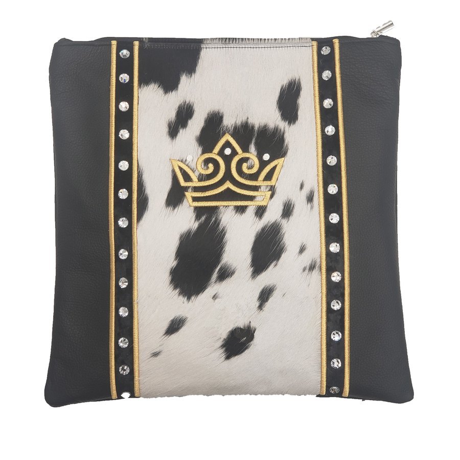 Tallis Bag Design MC 1240 - Black Leather, Velvet and Black & White Fur