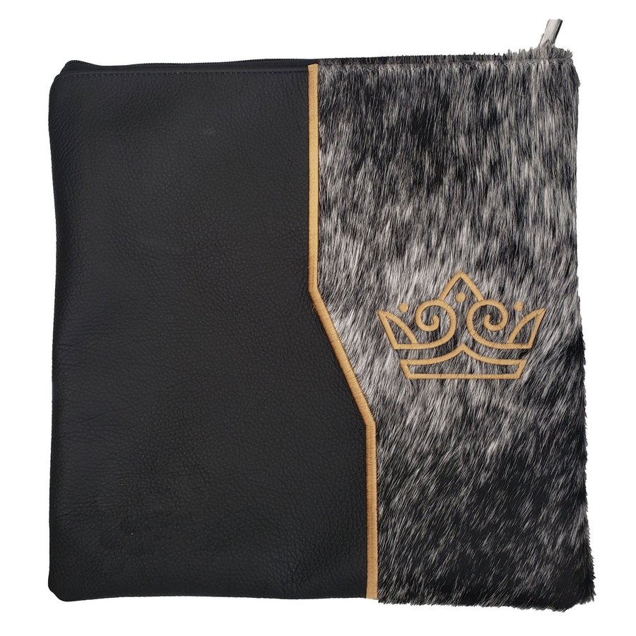 Tallis Bag Design MC 1250 - Black Leather and Black & White Speckled Fur