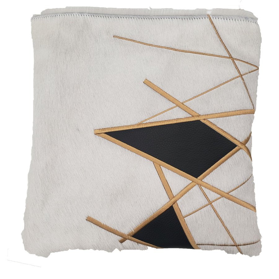 Tallis Bag Design MC 1260 - White Fur and Black Leather with Gold Lines