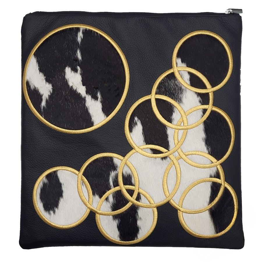 Tallis Bag Design MC 1268 - Black Leather and Black & White Fur