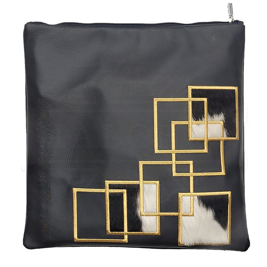 Tallis Bag Design MC 1269 - Black Leather and Black & White Fur