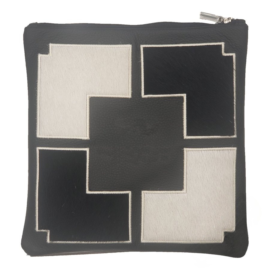 Tallis Bag Design MC 1285 - Black Leather and White Fur and Black Fur
