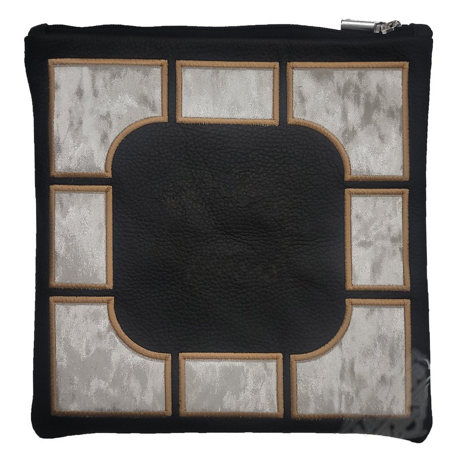 Tallis Bag Design MC 1290 - Black Leather and White Crushed Velvet