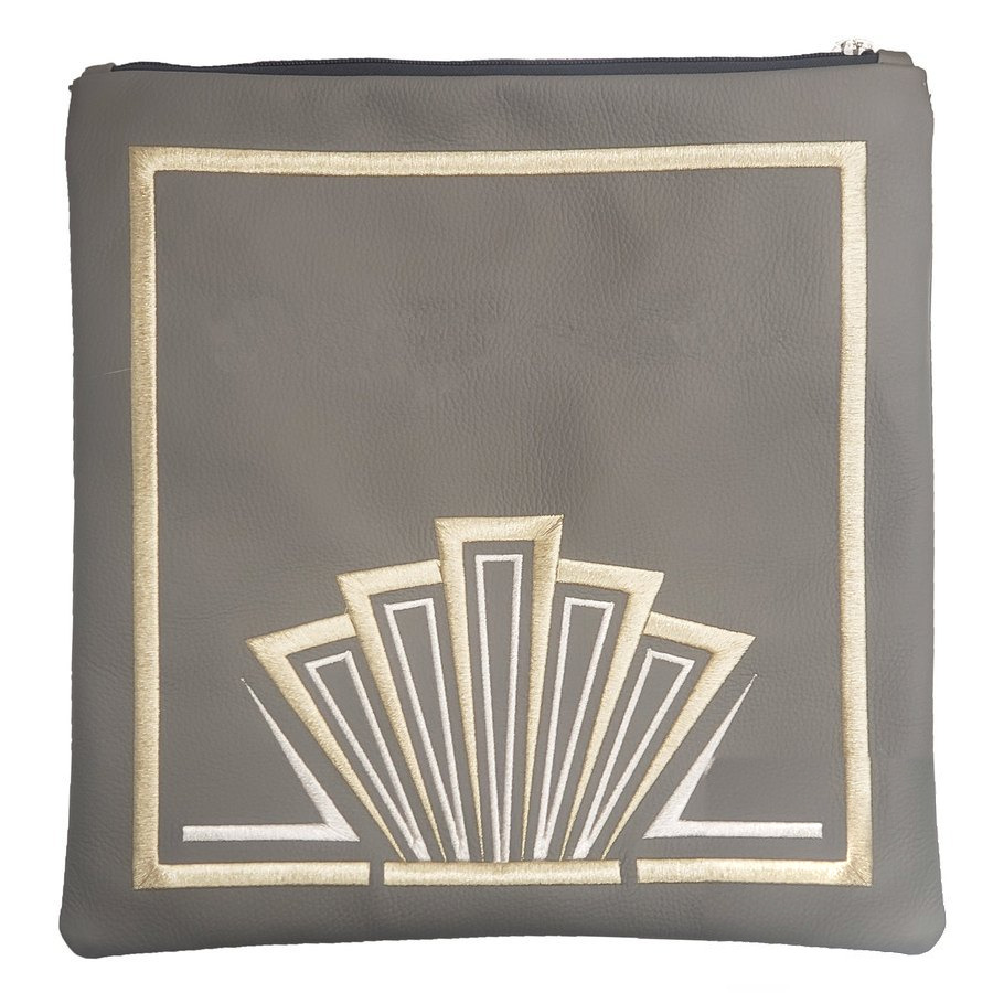 Tallit bag in light grey leather, design MC 1390