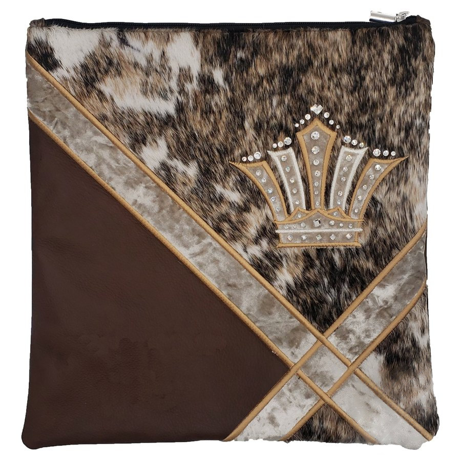 Tallis Bag Design MC 1430 - Brown Leather and Brown, Black & White Fur