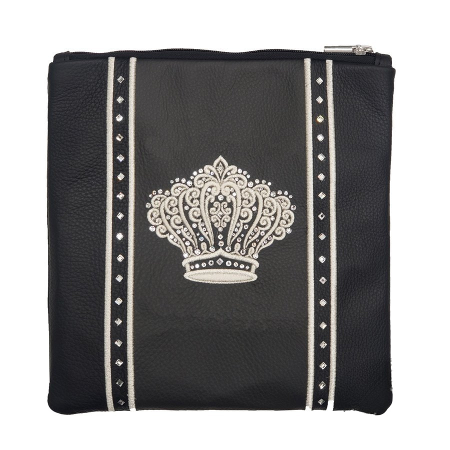 Tallit bag in black leather, design MC 4012