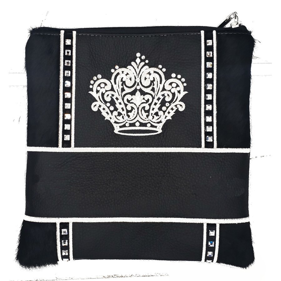 Tallit bag in black fur and black leather, design MC 4020