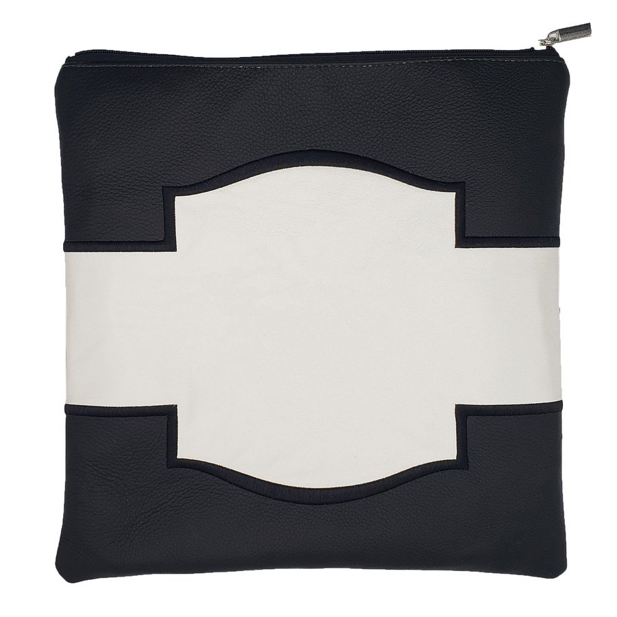 Tallit bag in black and white leather, design MC 5020