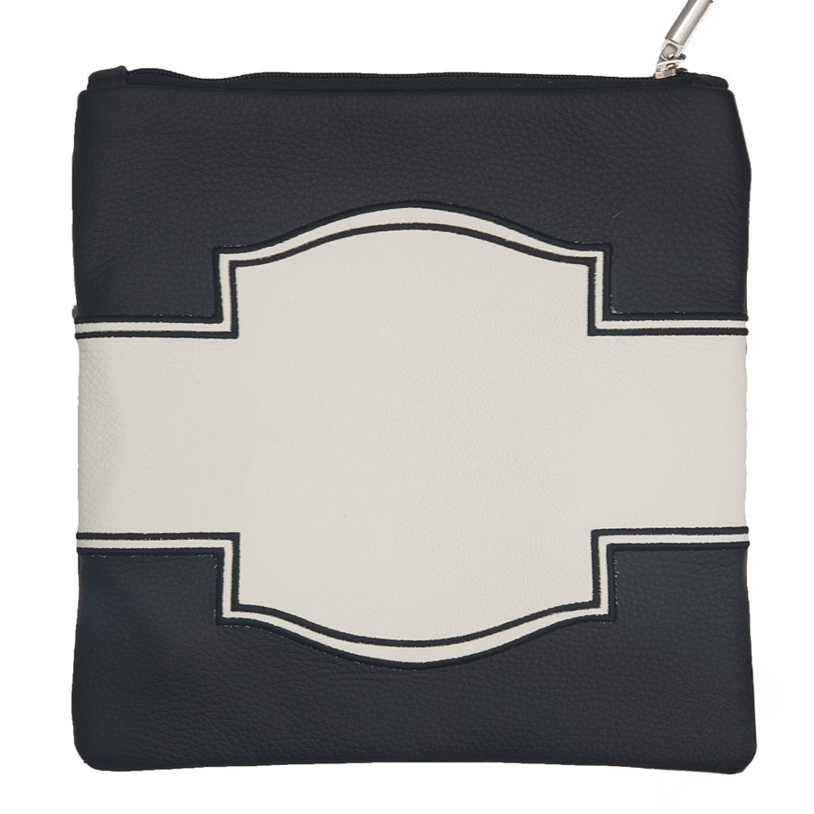 Tallit bag in black and white leather, design MC 5021