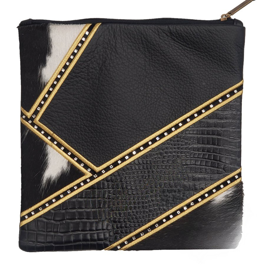 Tallis Bag Design MC 1329 - Black Leather and Black & White Fur