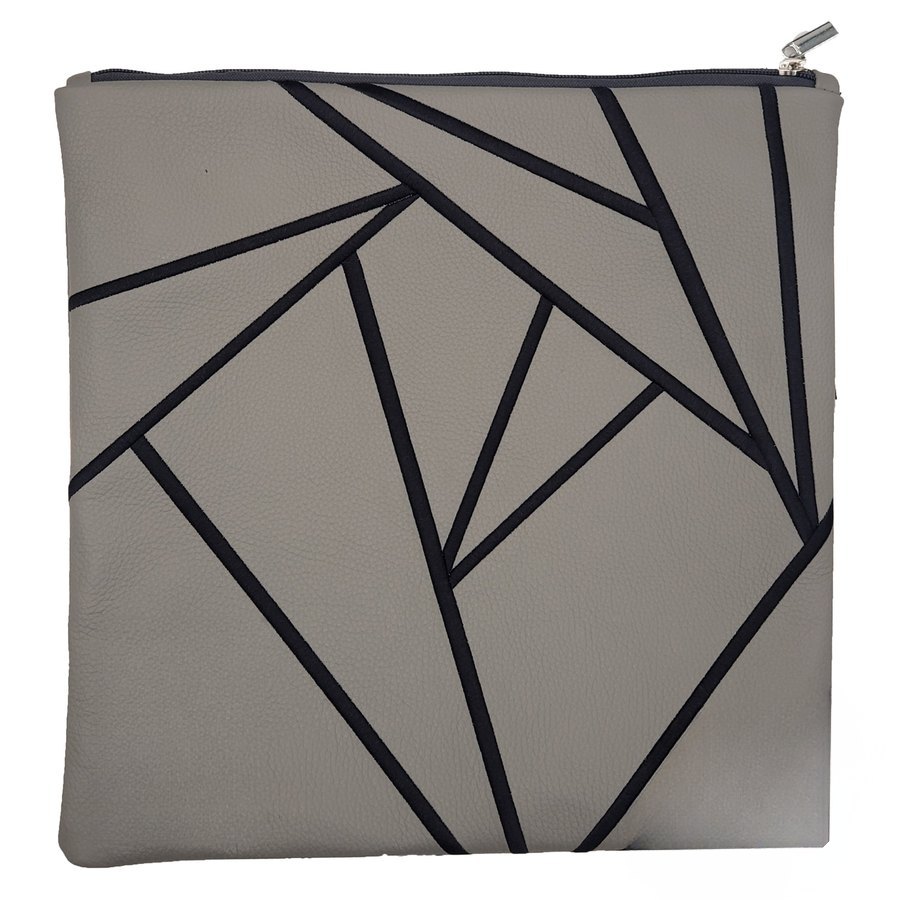 Tallis Bag Design MC 1257 - Light Grey Leather with Black Embroidery
