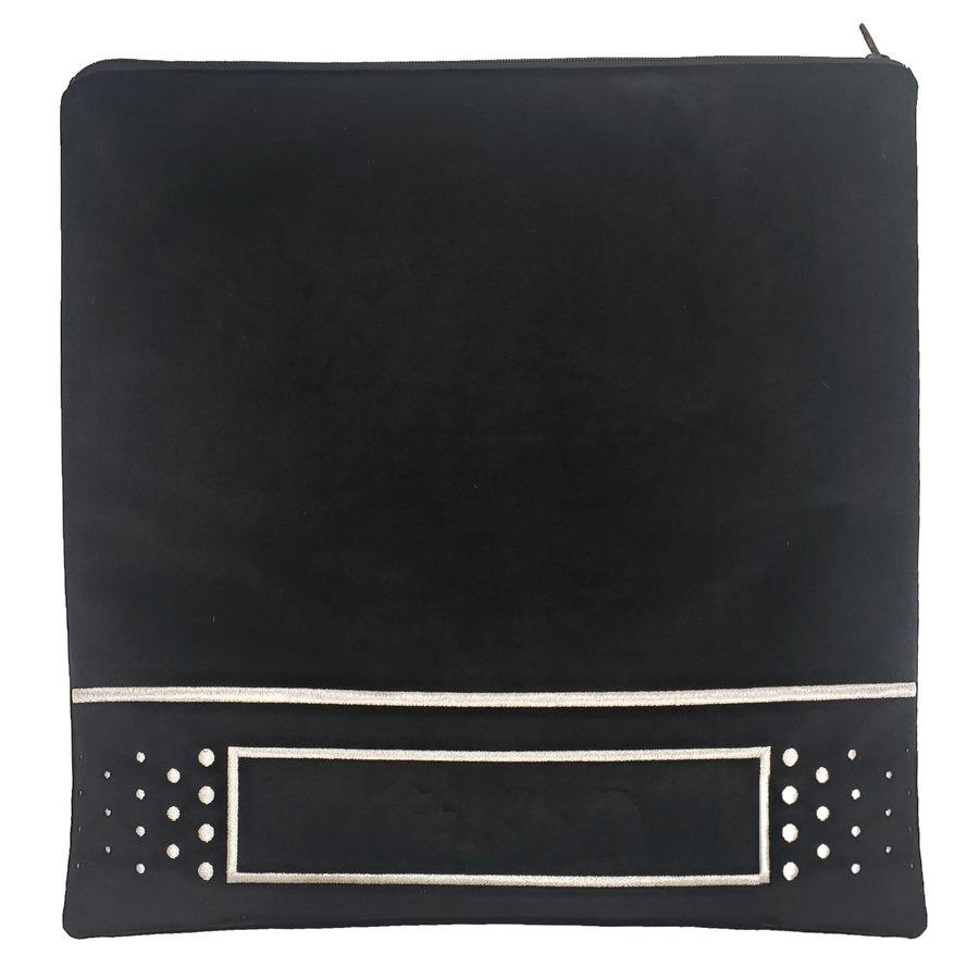 Tallit bag in black velvet with silver embroidery, design MC V1034