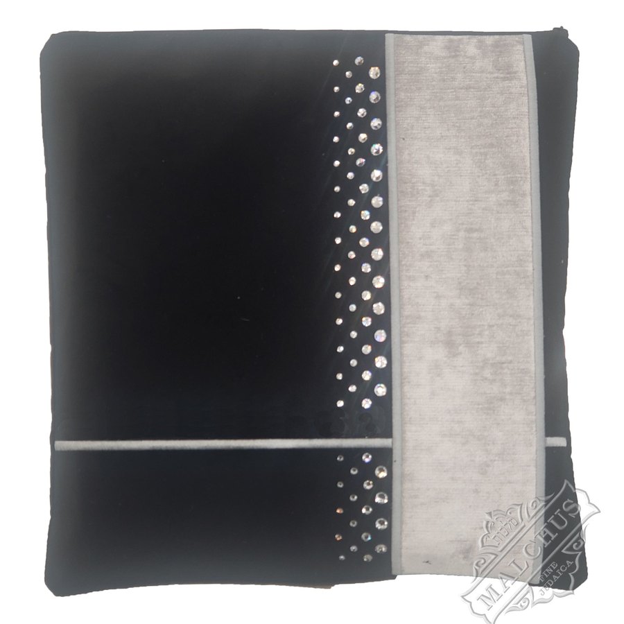 Tallit bag in black velvet and silver-grey velvet, design MC V1043