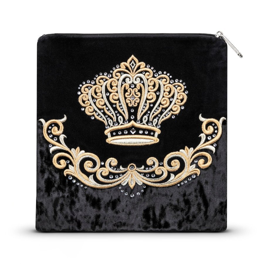 Tallit bag in black velvet with gold embroidery, design MC 710