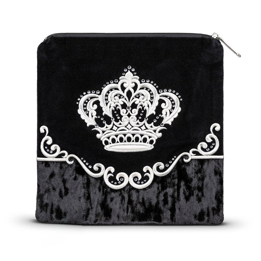 Tallit bag in black velvet with silver embroidery, design MC 720