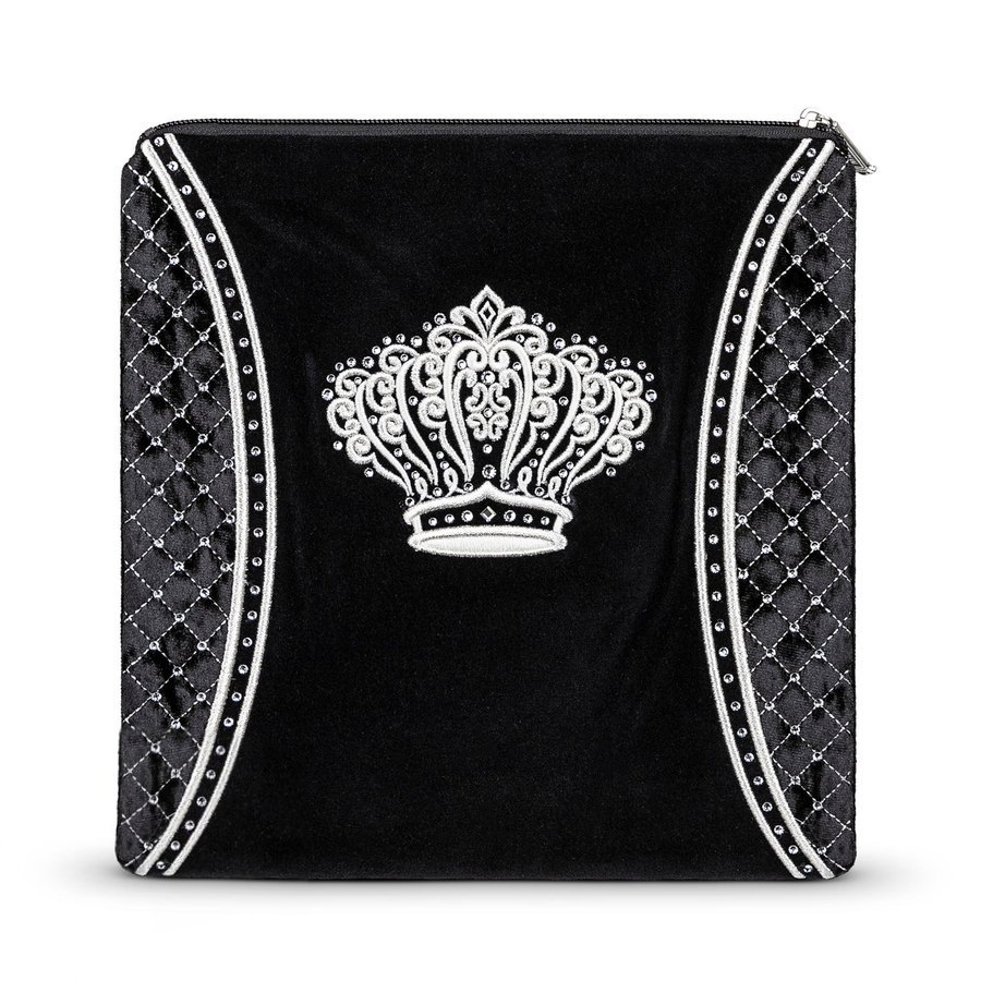 Tallit bag in black velvet with silver embroidery, design MC 730