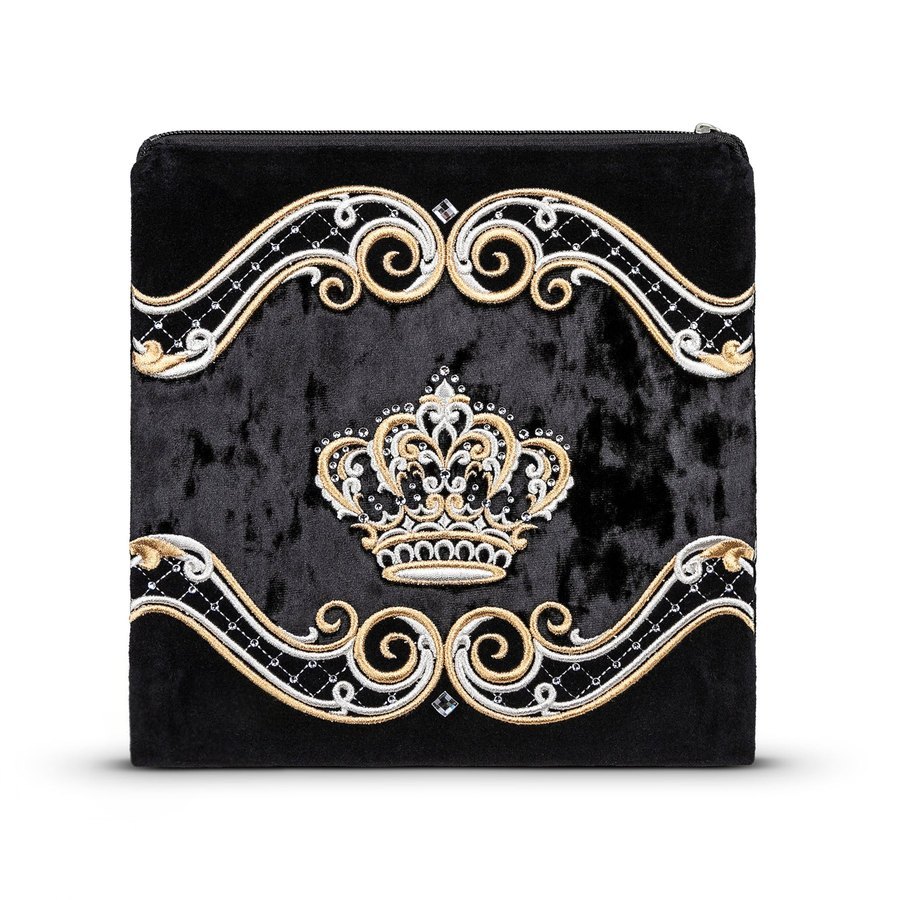 Tallit bag in black velvet with gold embroidery, design MC 740