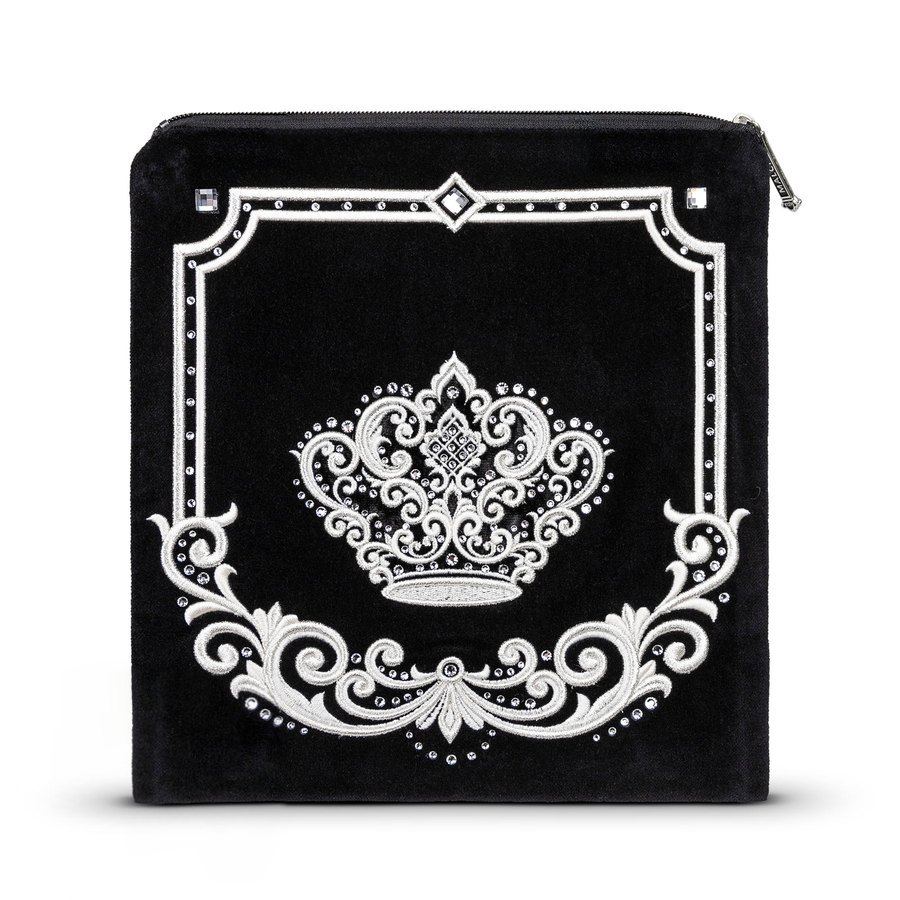 Tallit bag in black velvet with silver embroidery, design MC 750