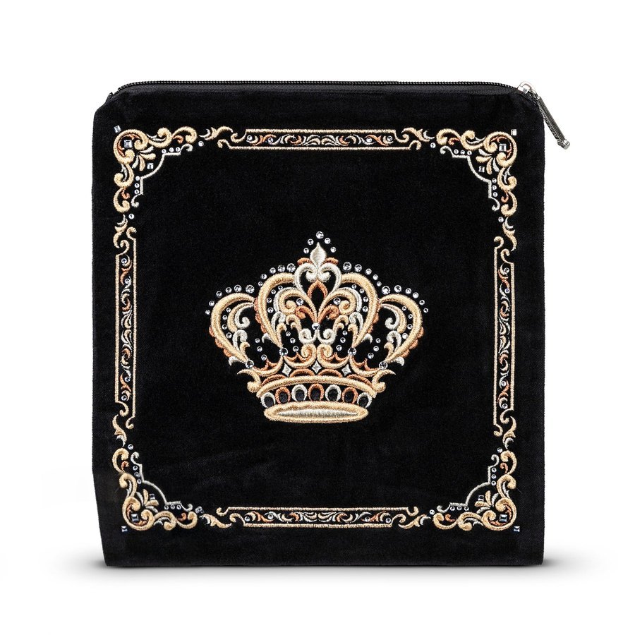Tallit bag in black velvet with gold embroidery, design MC 760