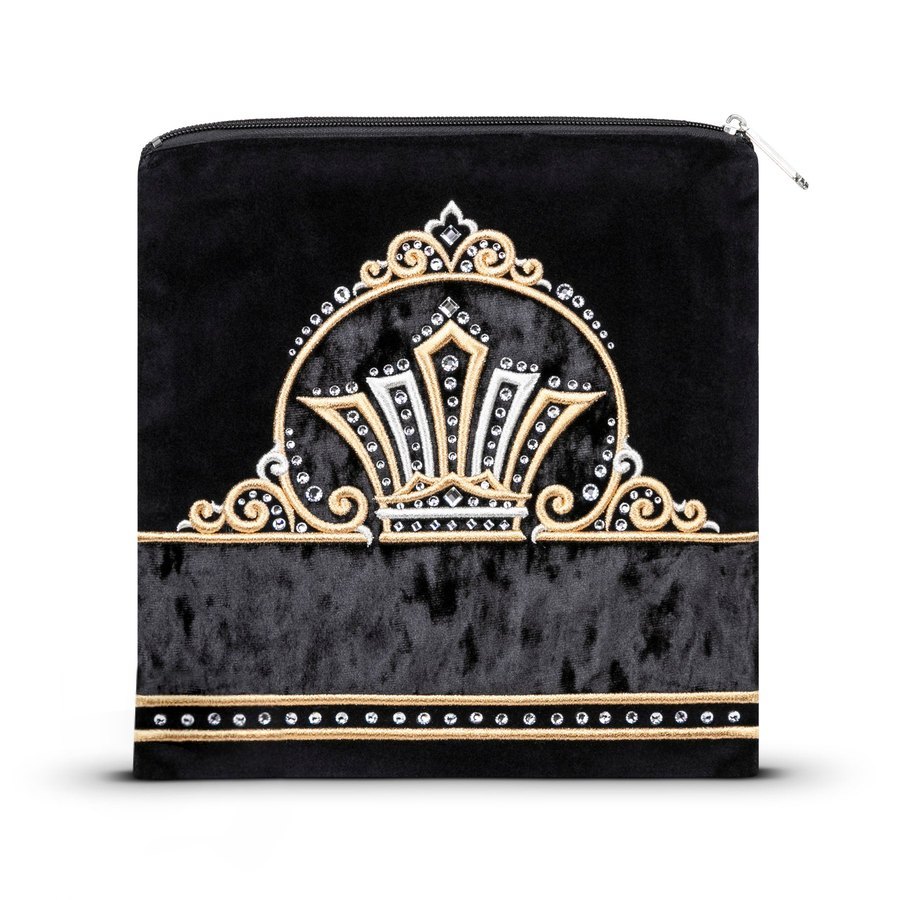 Tallit bag in black velvet with gold embroidery, design MC 852