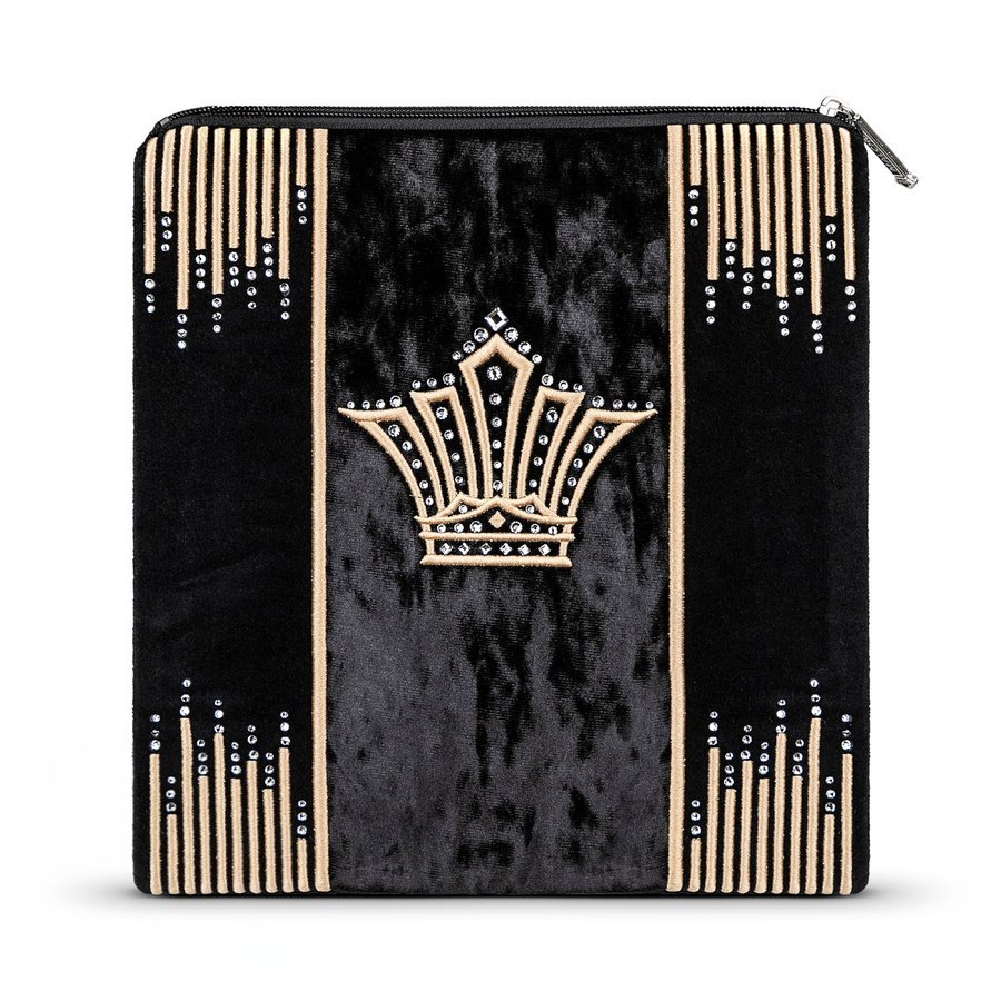 Tallit bag in black velvet with gold embroidery, design MC 931