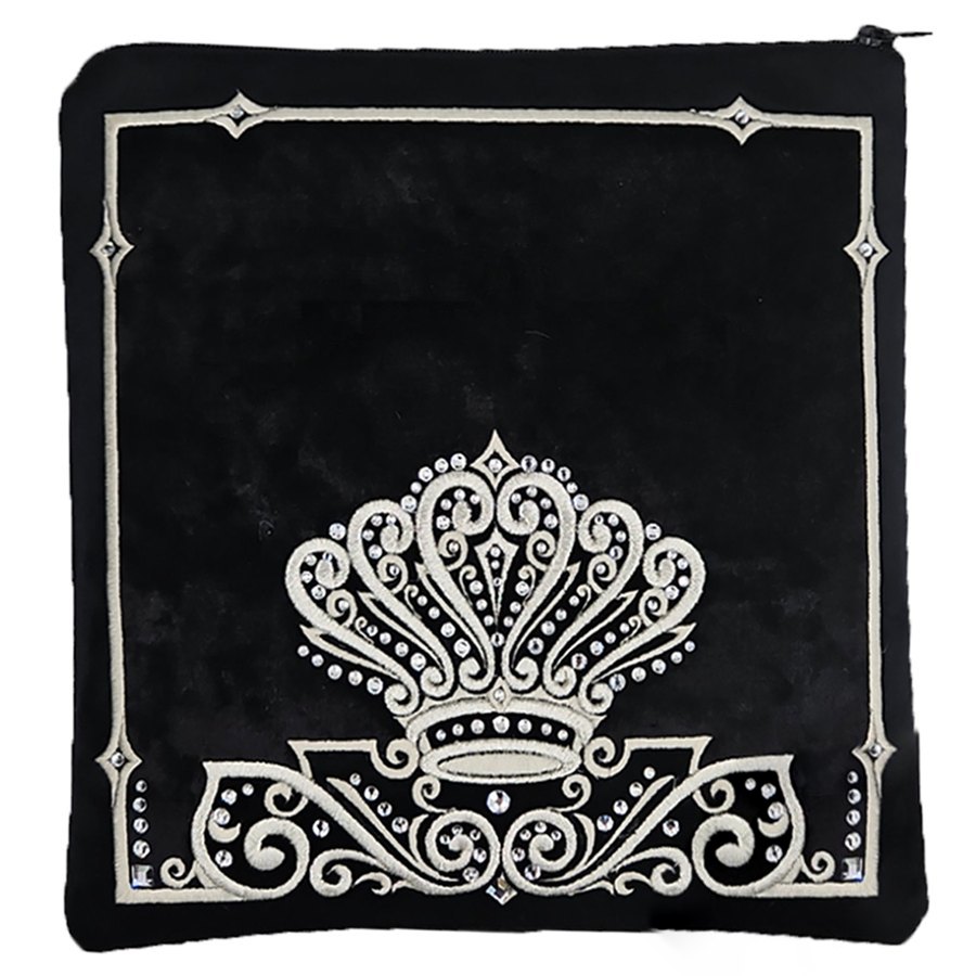 Tallit bag in black velvet with silver embroidery, design MC V4040