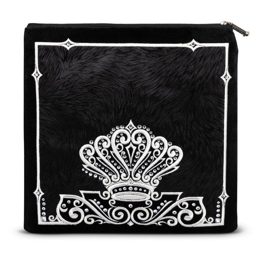Tallit bag in black velvet with silver embroidery, design MC 817