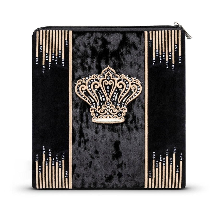 Tallit bag in black velvet with gold embroidery, design MC 936