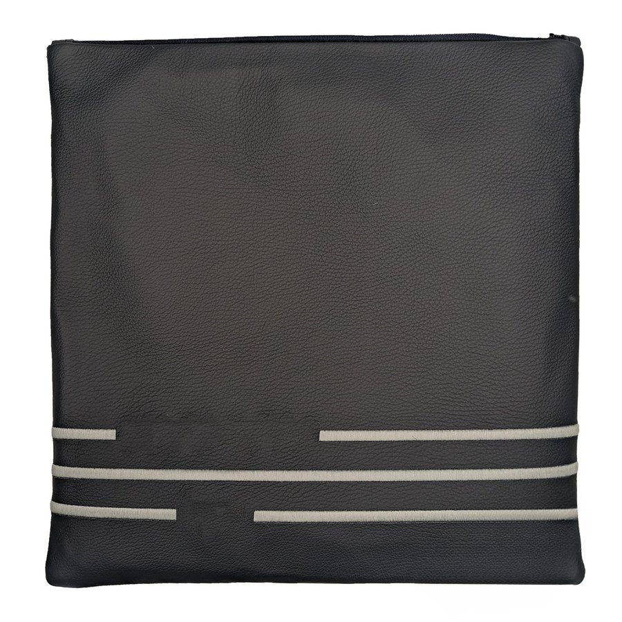 Tallis Bag Design MC 1316 - Black Leather with Grey Embroidery