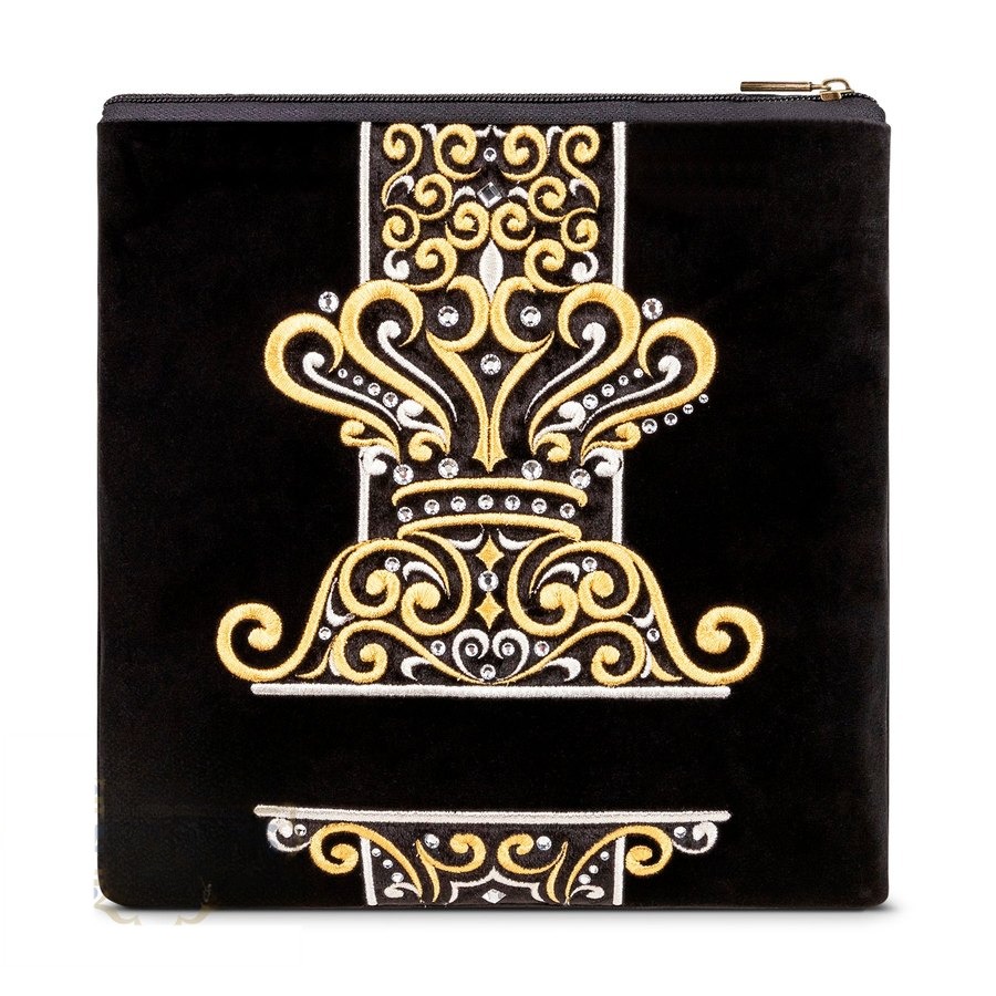 Tallit bag in black velvet with gold embroidery, design MC 210