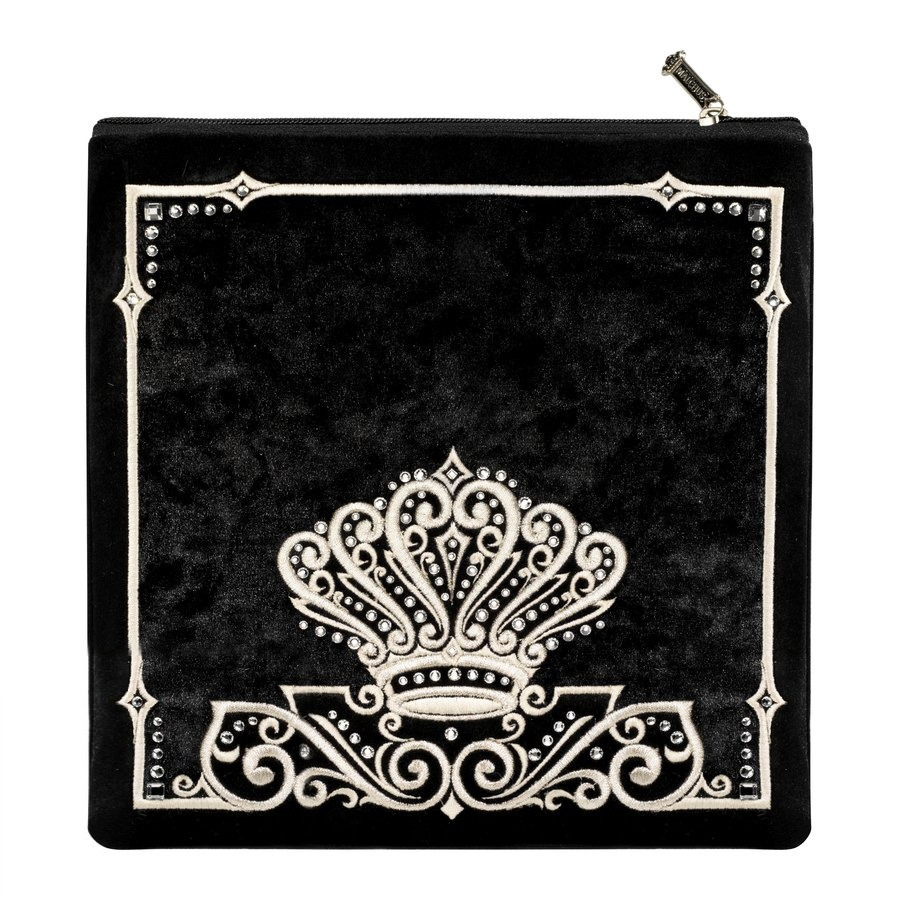 Tallit bag in black velvet with silver embroidery, design MC 215