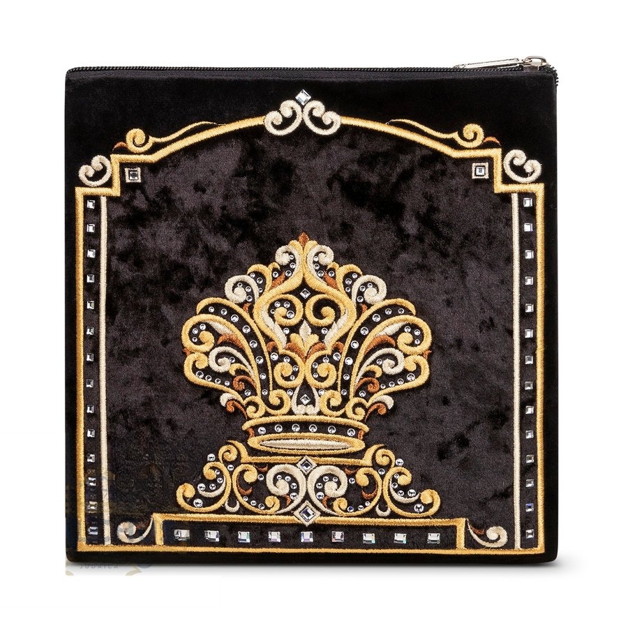 Tallit bag in black velvet with gold embroidery, design MC 218