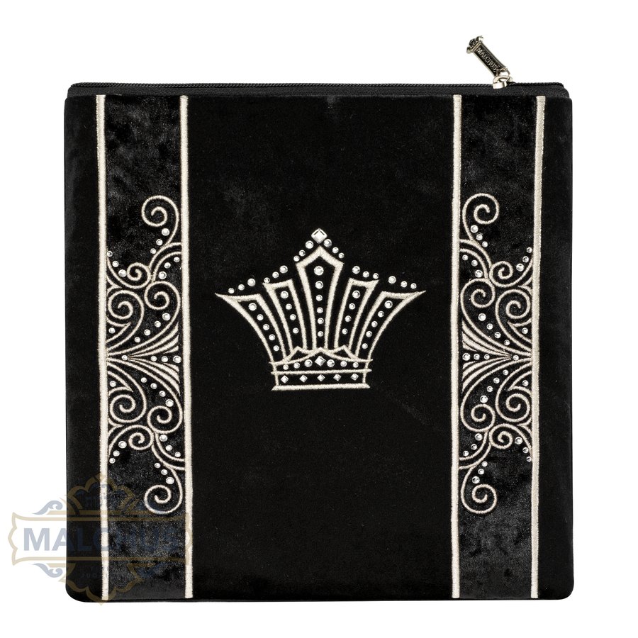 Tallit bag in black velvet with silver embroidery, design MC 220