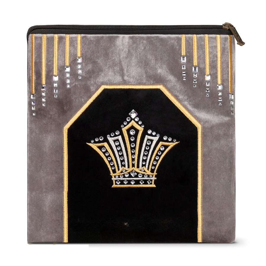 Tallit bag in grey velvet with gold embroidery, design MC 230