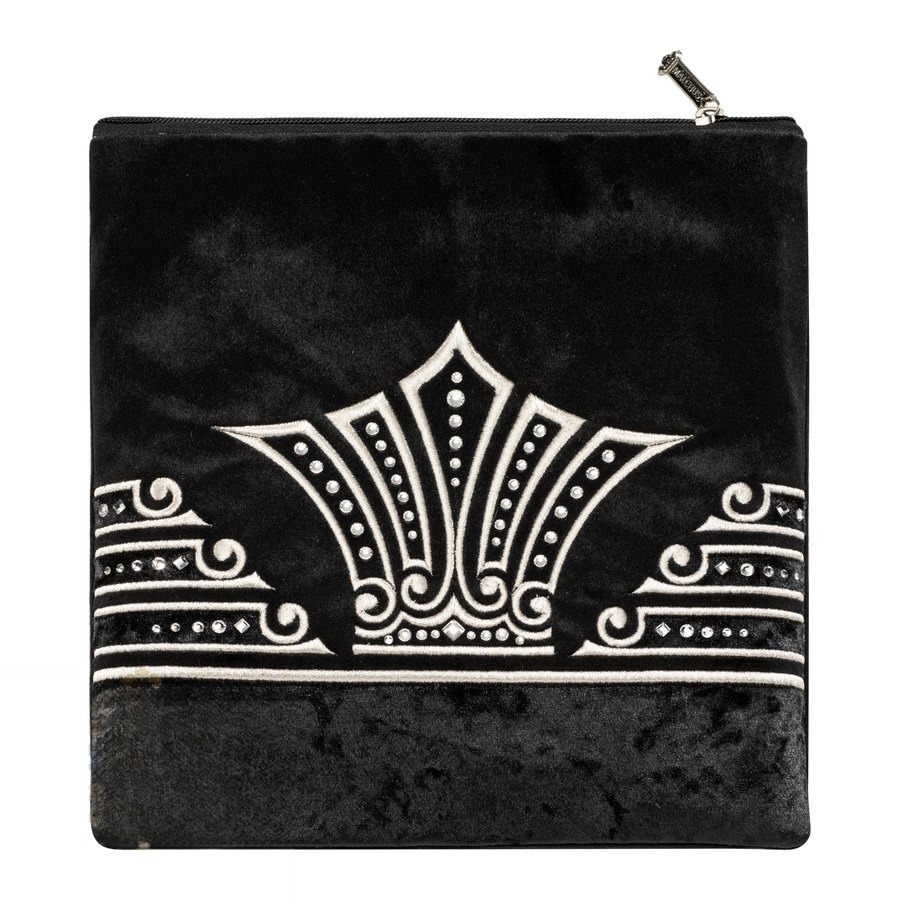 Tallit bag in black velvet with silver embroidery, design MC 250