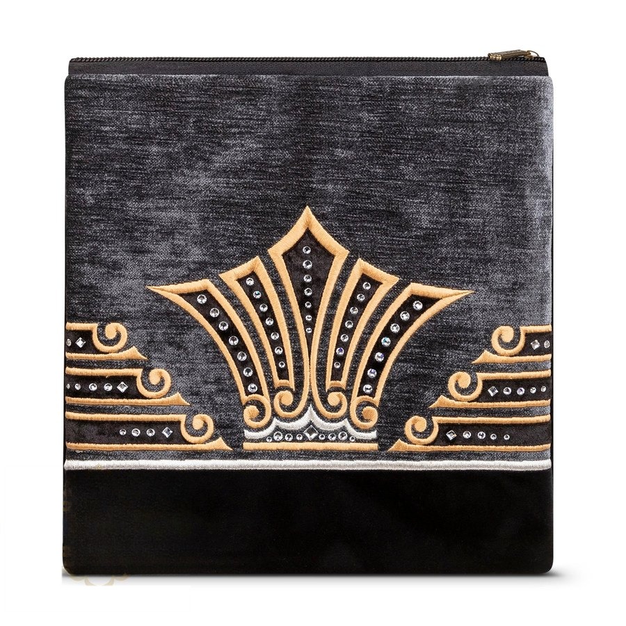 Tallit bag in black velvet with gold embroidery, design MC 251