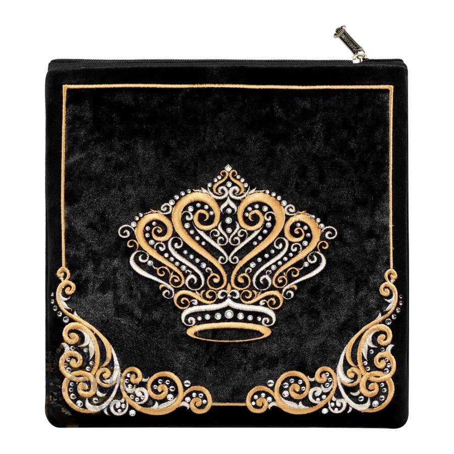 Tallit bag in black velvet with gold embroidery, design MC 260